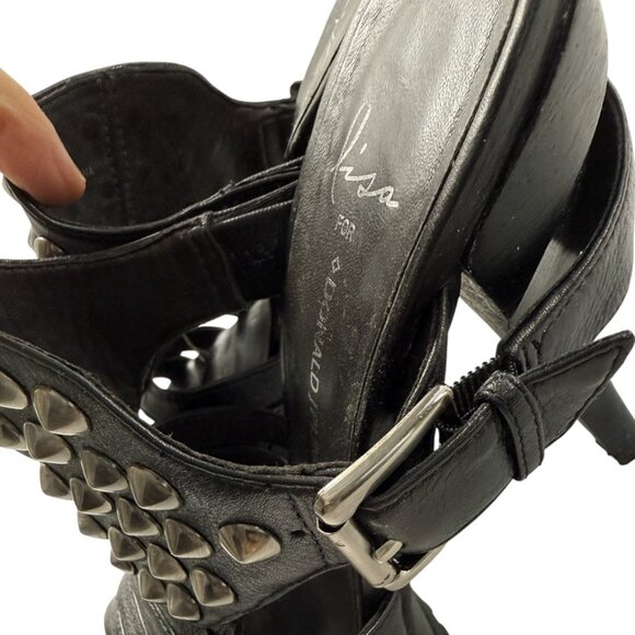 Lisa for Donald J Pliner Black Leather Studded Platform Heels – Size 6 - Picture 12 of 12